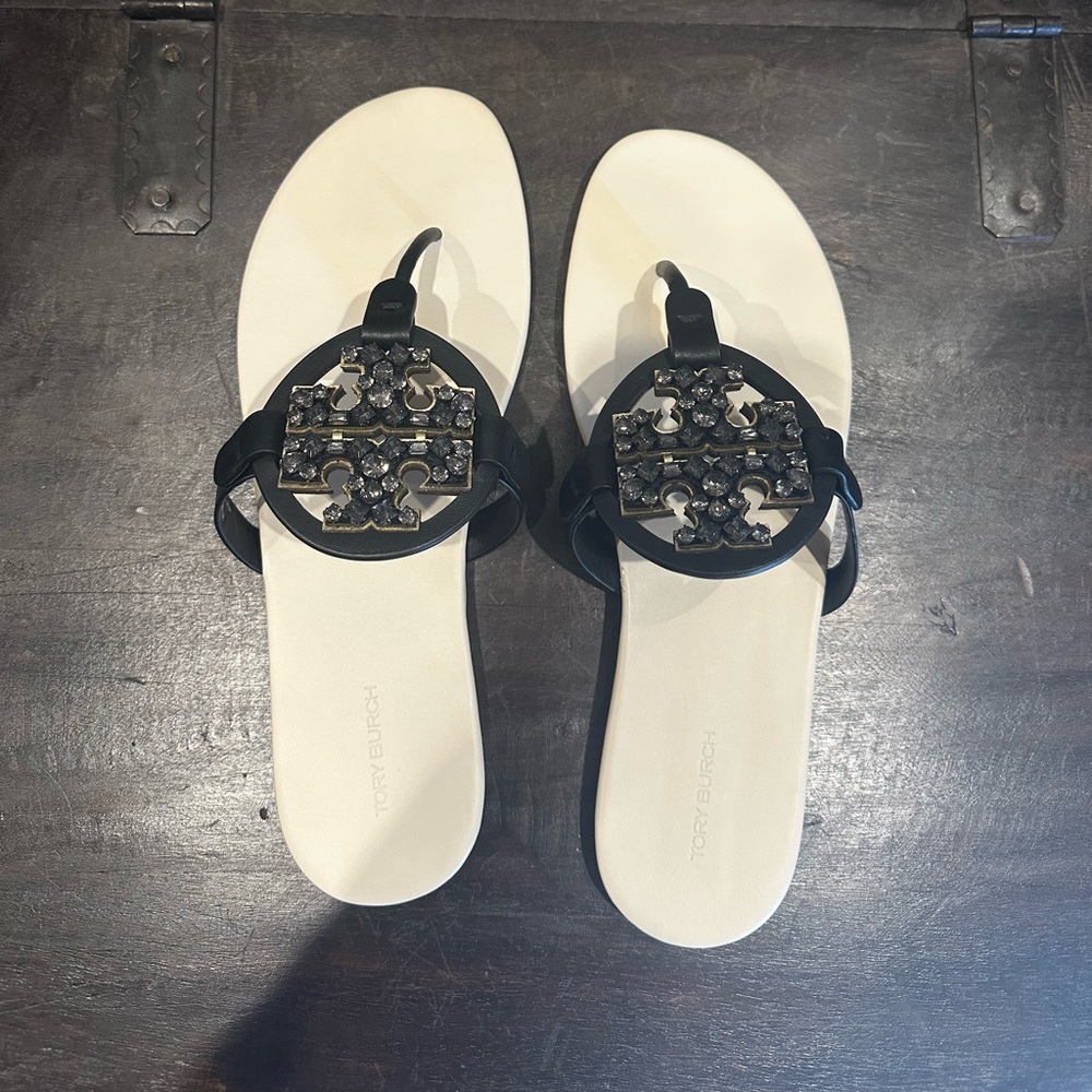 Tory Burch NIB sz 10.5 Crystal Miller Nappa Leather